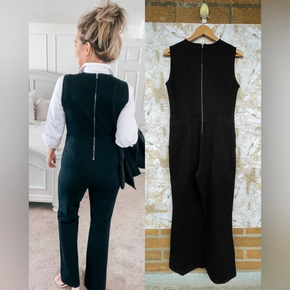 SPANX The Perfect Jumpsuit Sleeveless Back Zip Bootcut Leg Classic Black medium - Picture 2 of 15